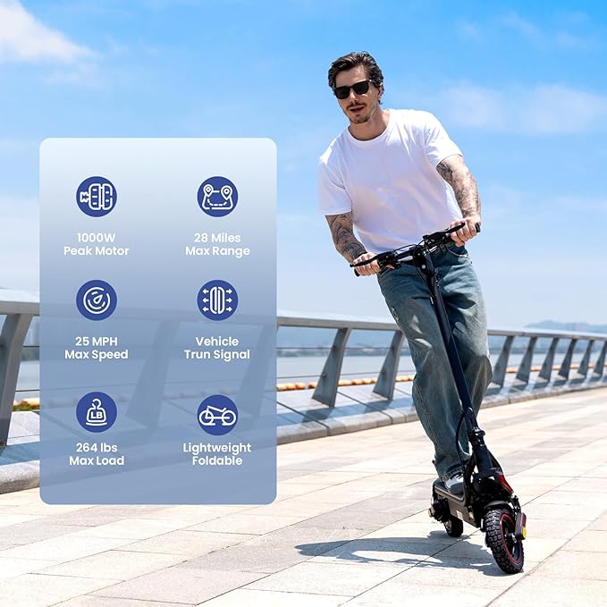 Electric Scooters - 500W/1000W/1500W Peak Motor Electric Scooter Adults, 18/28 Max MPH, 21/25/28 Miles Range, 8.5’’/9.3‘’/10‘’ Tire, Portable& Foldable Commuting E-Scooter