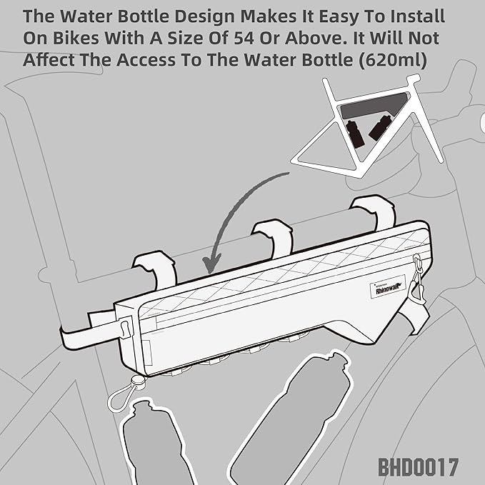 Rhinowalk Bicycle Front Frame Bag Bike Under Top Tube Triangle Waterproof Bag 2.4L Cycling Accessories Nylon Pack Pouch for MTB Road Bike Cycling Commuting and Outdoor Adventures