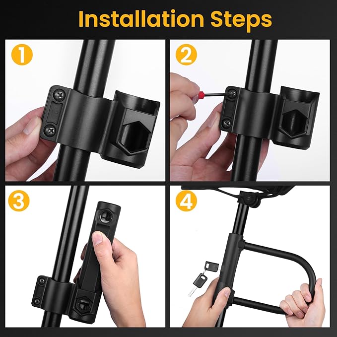 NDakter Bike Locks Heavy Duty Anti Theft, Bike U Lock with 4FT Chain and Bracket,15mm Shackle Electric Bicycle Lock for Scooter, 3 Keys Motorcycle Wheel Lock for Ebike, Moped, Tricycle