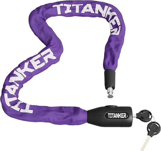 Titanker Bike Chain Lock with Keys, 3.3 Feet Security Heavy Duty Anti-Theft Bicycle Chain Locks for Bike, Motorcycle, Bicycle, Door, Gate, Fence, Grill (6mm, 8mm, 10mm Thick Chain)
