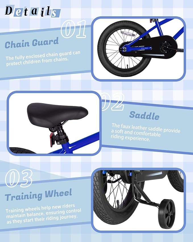 12 14 16 20 Inch Kids Bike BMX Style Bicycle with Training Wheels for 2-14 Years Old Toddlers Boys Girls Coaster Brake Multiple Colors