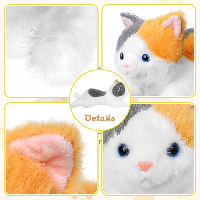 19 inch 3 Pounds Cat Weighted Stuffed Animals, Realistic Weighted Cat Stuffed Animal, Sensory Comfort Plush Throw Pillow, Soft Kawaii Kitty Plush Toy Gift for Adults Kids Youth