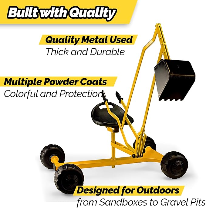 WonkaWoo Ride On Excavator Toy Sand Digger Crane with 4 Wheels for Outdoor Playground and Sandbox