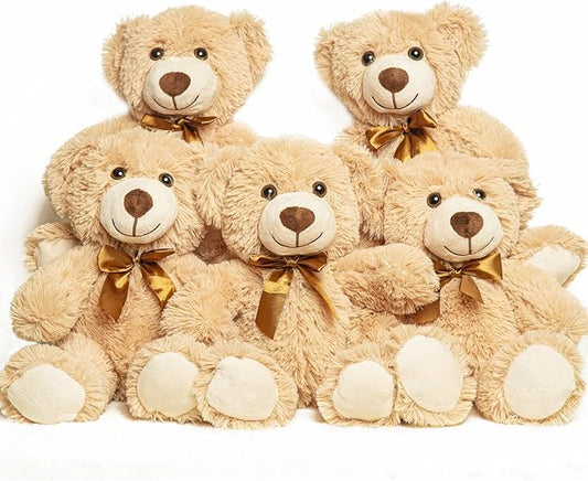 5 Pack Teddy Bears Bulk 13.5 inich Teddy Bear Stuffed Animal Baby Shower Decorations for Centerpiece Gifts for Christmas Valentine's Mother's Day for Kids or Adults (5 Light Brown)