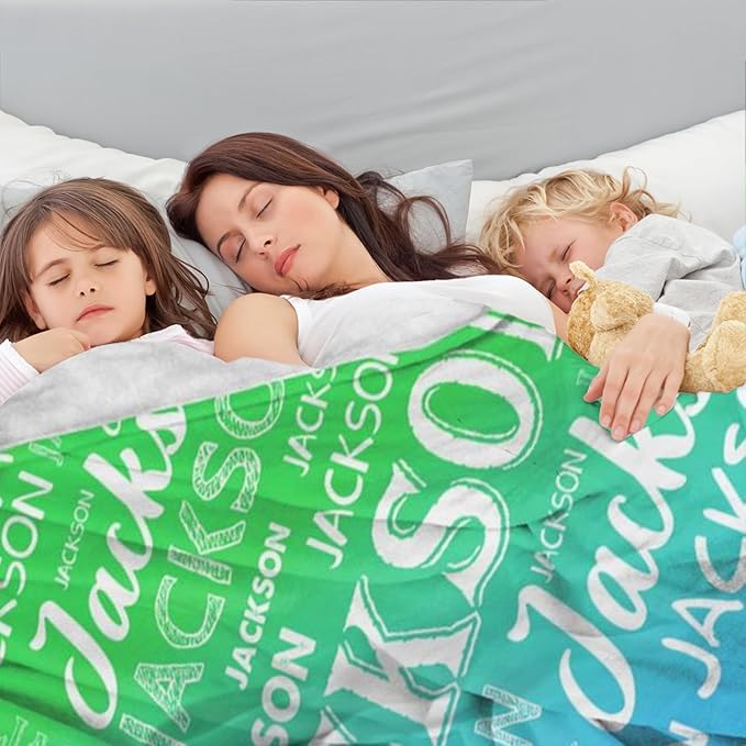 Ship Next Day, Personalized Baby Blanket with Name - Printed in USA, Custom Name Blanket for Boys Girls Kids, Customized Flannel Blankets Gifts for Teen Shower Toddlers Christmas Brithday