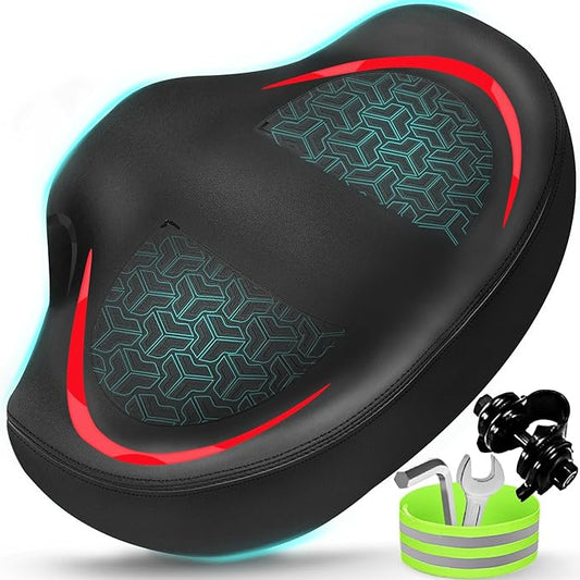 Noseless Bike Seat Cushion for Men & Women - Extra Padding & Comfort Wide Bicycle Seat, Oversized Comfortable Saddle for Peloton Bikes, Exercise Bikes, Electric Bikes, Cruiser Bikes