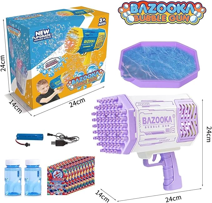 Bubble Gun, 69 Holes Bubble Machine Bubbles Kids Toys for Boys Girls Age 3 4 5 6 7 8 9 10 11 12 Year Old, Summer Outdoor Toy Birthday Wedding Party Halloween Favors