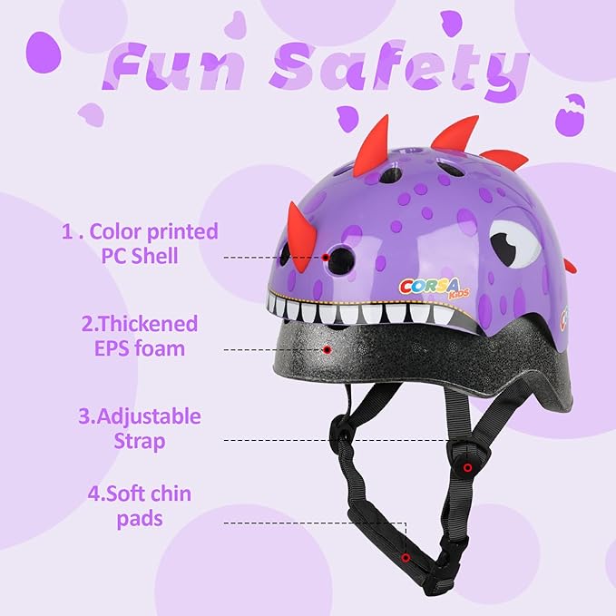 Toddler Kids Bike Helmet, Adjustable and Multi-Sport, 3 Sizes for Ages 1-2-3-5-8-14 Years Child Infant Boys Girls