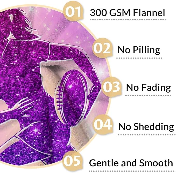 Football Blanket Gifts for Girls- 30x40 Inches Sport Throw Blanket for Babies Kids- Pink Soft Fuzzy Nap Blankets for Couch Sofa- Football Lovers Gifts