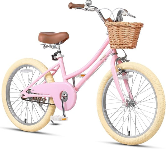 Petimini Girls Bike with Basket for 2-12 Years Old Kids, 12 14 16 18 20 Inch Bicycle with Bell Training Wheels Basket, Multiple Colors