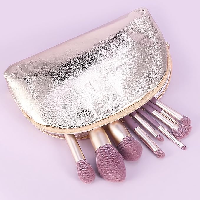 Purple Natural Fiber Makeup Brushes Set with Case, Vegan Makeup Brush Set Professional by ENZO KEN, Colorful Cosmetic Brushes Makeup Set, Make up Brush Set Professional, Purple Makeup Brush Set Vegan.