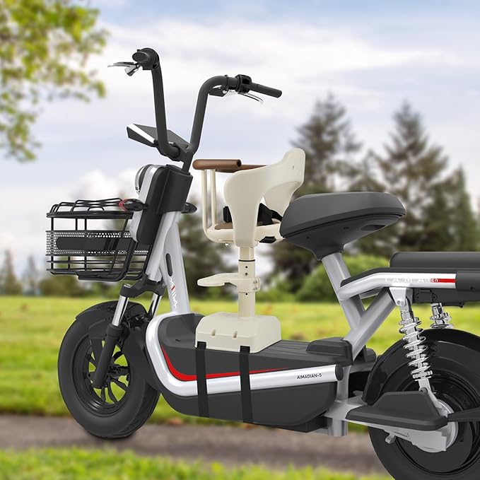 Bike Child Seat,Front Mount Detachable Bicycle Kids Seat, Child Seat with Shock Absorbing Pedal Guardrail，Suitable for Pedal Scooter Motorcycle Bicycle