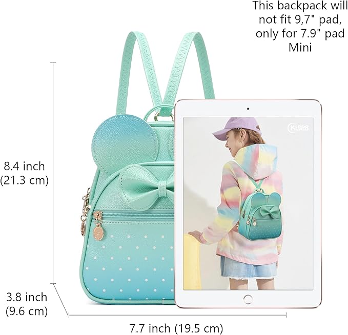 KL928 Girls Mini Backpack Bowknot Polka Dot Cute Small Daypacks Convertible Shoulder Bag Purse for Women