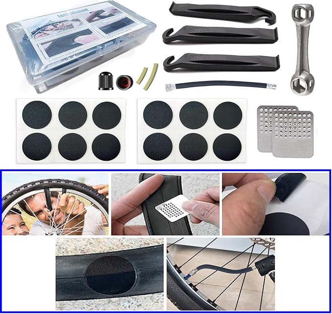 Bike Repair Kit,Mini Bicycle Pump, Bike Tire Repair Tool Kit Contains 16-in-1 Tool, Water-Resistant Bike Triangle Pouch, Used for Mountain Bike and Road Bike.