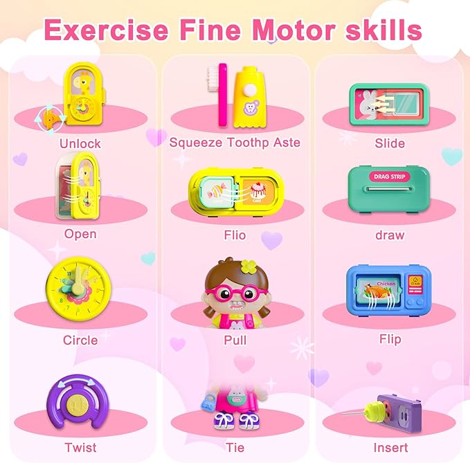 Busy Board for 1-2 Year Old Girl Gift,Musical Toys for Toddlers 1-3 Year,Educational Fine Motor Baby Toys for 12 18 Months,Perfect for Preschool or Travel,Birthday Gift for 1+Year Old Girl