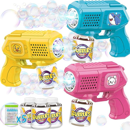 Bubble Guns with Bubble Solution- 3 Pack, Bubbles Gun, Blaster, Blower, Maker, Machine for Boys Girls, Birthday Gifts for Ages 3 4 5 6 7 8 Year Old Kid, Outdoor Toys for Toddlers, Party, Wedding