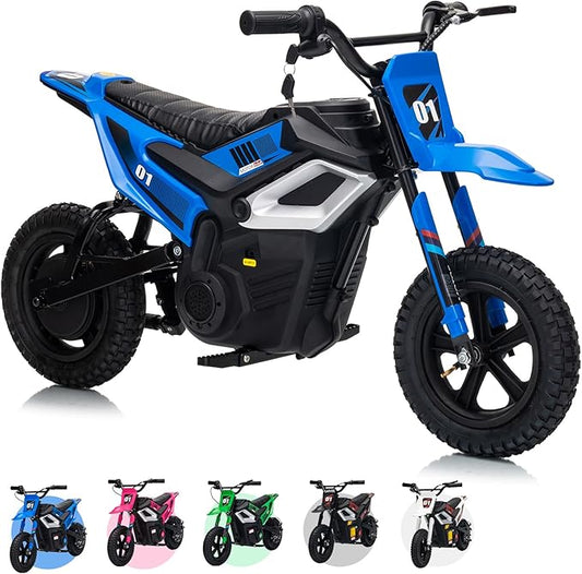 24V Electric Dirt Bike for Kids, 350w Electric Motorcycle for Kids - Up to 13.67Mile/h Long-Range, Ride on Motorcycle with Rear Wheel Suspension, 12 Miles Range, Twist Grip Throttle, Rubber Tire