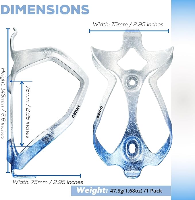 Bike Water Bottle Holder Bicycle Cage for Mountain Road MTB Gravel Adult Bikes Cycling Universal Carrier Rack 2 Pack Aluminum Alloy Ultralight Kettle Drink Accessories White Blue