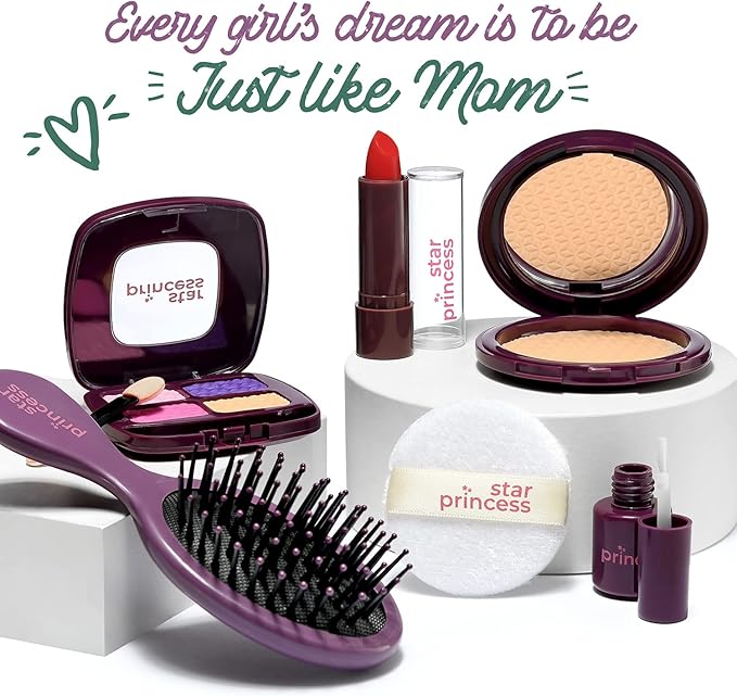 Play Purse for Little Girls - Toddler Purse with Accessories and Pretend Makeup, Kids Toy Purse Includes Handbag, Phone, Wallet, Play Makeup Pretend Play Toys Birthday Gift for Girls Age 3 4 5 6 7 8 +