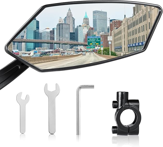 Bike Mirror Handlebar Mount 360° Adjustable, Wide Rear View Mirror Bicycle Mirrors for Handlebars with Scratch Resistant Glass, Bike Rear View Mirror for Scooter, Motorcycle, Bike Accessory Right