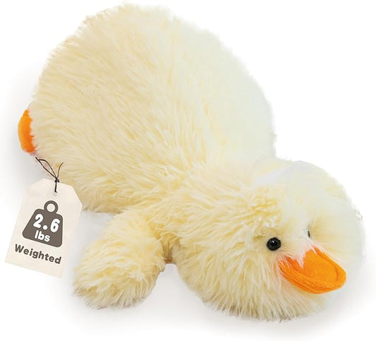 4Pcs Fluffy Duck Plush Toys, 20" Mommy Duck Stuffed Animal with 3 Ducklings Inside, 2.6lbs Weighted Stuffed Animal with babies Inside, Soft Farm Animal Plush for Kid on Birthday Children's Day
