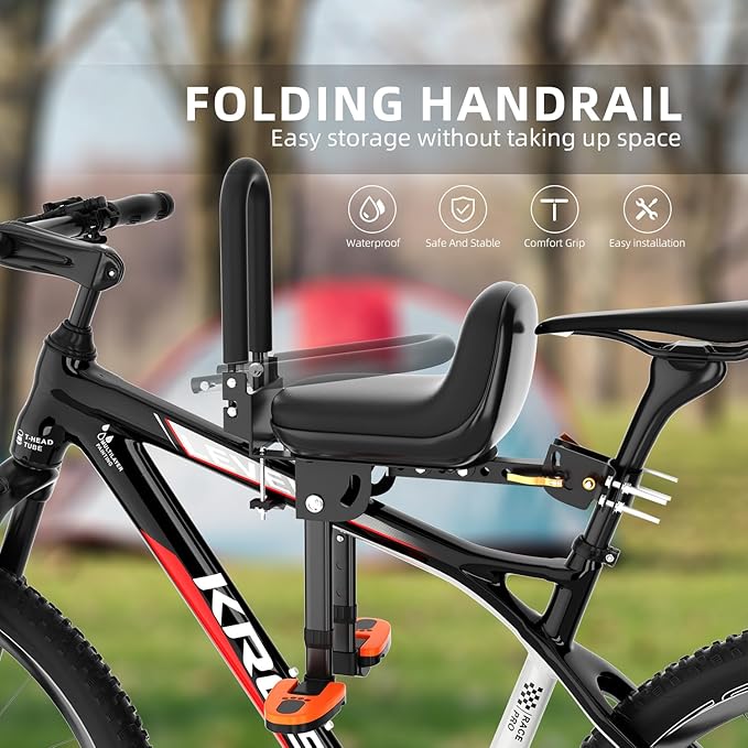 Child Bike Seat, Kids Bike Seat with Guardrail, High Seat Cushion Backrest Mountain Bike Child Bike Seat, Bicycle Child Safety Seat for Children from 1 to 3 Years Old