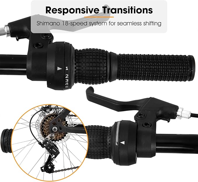 HILAND Mens and Womens Mountain Bike, 26 Inch 18 Speed Mountain Bicycle with Dual Disc Brake, Front Suspension Fork, High Carbon Steel Frame Urban Commuter Bike for Adults