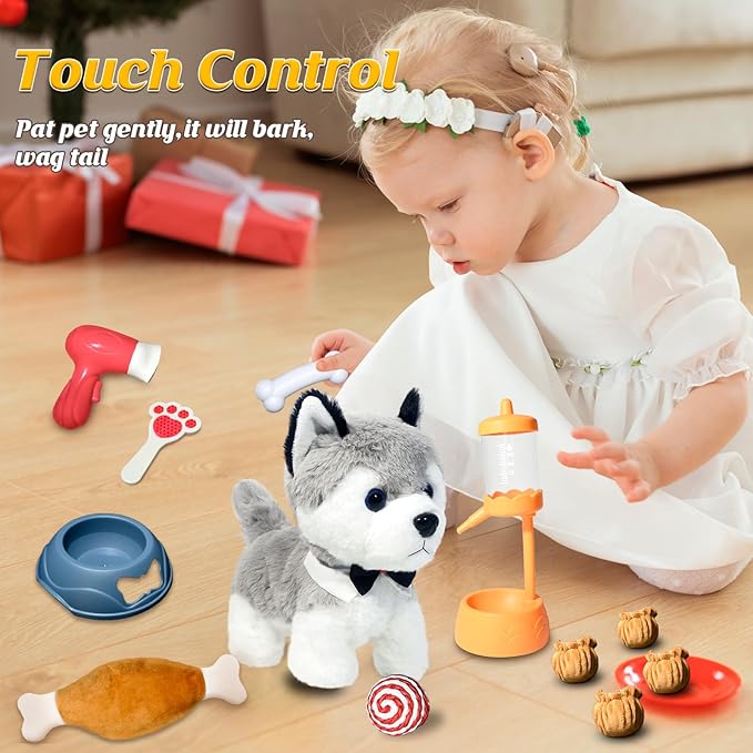 Puppy Toys for Kids, Toy Dogs That Walk and Bark, Walking Dog Toy for Kids with Leash, Interactive Stuffed Puppy with Remote Control, for Girls and Boys Aged 3-7 Year Old