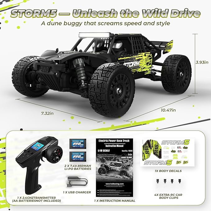 HAIBOXING 1:18 Desert Off-Road RC Truck 18856, RTR Fast 36km/h 4WD Electric Car Splash-Proof, Hobby Grade for Kids, Beginners, and Adults; Dual Batteries for Extended Outdoor Fun - Remote Control Toy