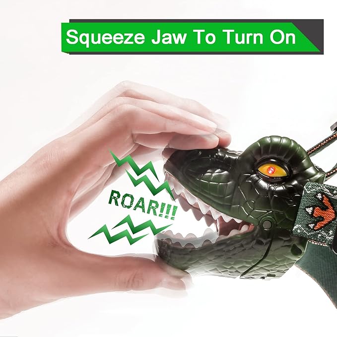 Dinosaur Kids Headlamp, T-Rex Dinosaur Led Headlamp Flashlight, Dinosaur Toy Headlamp Flashlight with 4 Lighting Mode for Boys, Girls’ Camping, Hiking, Reading and Party (Green)