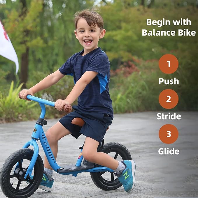 JOYSTAR 10"/12" Toddler Balance Bike for Girls & Boys, Ages 18 Months to 5 Years, Kids Push Bike with Footrest & Adjustable Seat Height, First Birthday Gifts for 2-5 Boys Girls