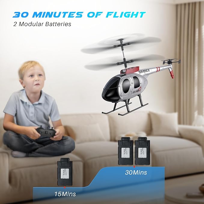 SIMREX RC Helicopter,Remote Control Helicopter Toy for Kids & Beginners, Altitude Hold, 2 Speeds,2 Batteries, Gift for Kids Boys Girls