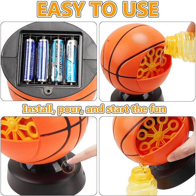Basketball Bubble Machine, Toy for Ages 5-7 Year Olds, Kids & Toddlers, Birthday Gift for 3 4 5 6 7 8 Year Old Boys Girls, Suitable for Party, Outdoor & House Activities with Bubbles