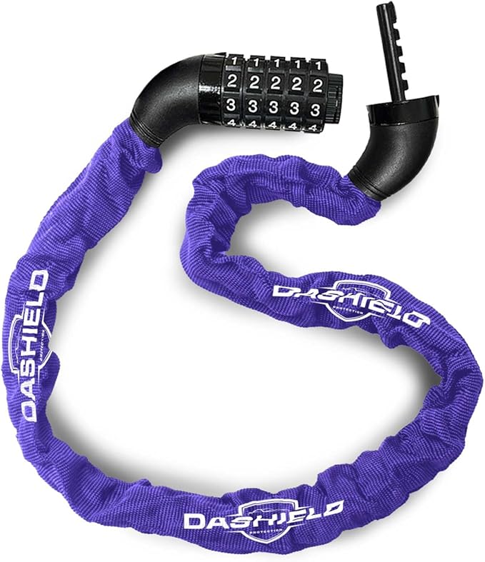 Bike Chain Lock Security 5 Digit Resettable Combination, 51.2 inches Heavy Duty Anti Theft Lock Chain for Bicycle, Motocycle, Scooter, Gate, Fence (Purple, 4.2ft)