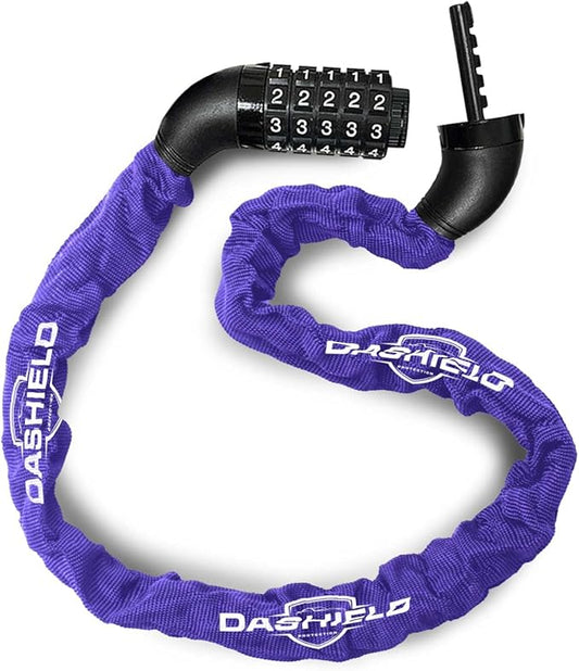 Bike Chain Lock Security 5 Digit Resettable Combination, 38.6 inches Heavy Duty Anti Theft Lock Chain for Bicycle, Motocycle, Scooter, Gate, Fence (Purple, 3.2ft)