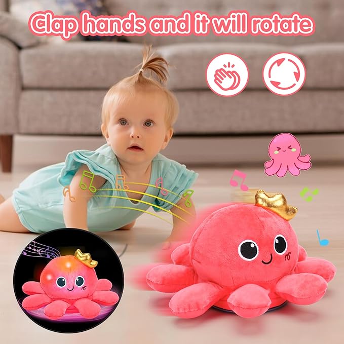 Tsomtto Baby Crawling & Walking Toys Musical Octopus Plush Light up Stuffed Animal Dancing 2 Year Old Girl Gifts Music Sensory Walking Toy Learning Newborn Baby Girl Birthday Gift