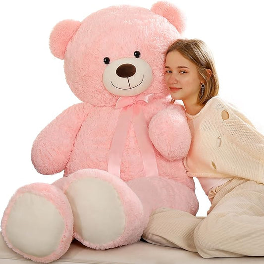 Tezituor 59” Pink Big Teddy Bear, 5ft Giant Stuffed Animal Plush,Soft Bear Gifts for Christmas, Birthday,Valentine, Baby Shower