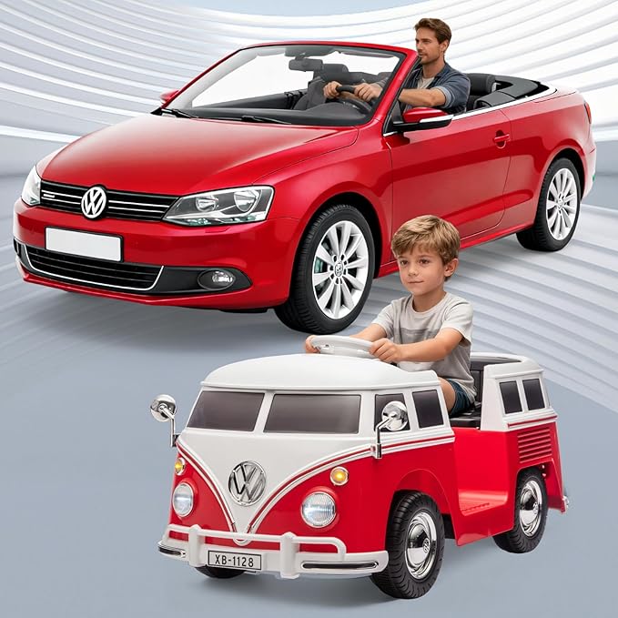 6V Electric Ride on Car, Licensed Volkswagen Ride on Bus for Kids with Led Light, Horn and Music, Battery Powered Ride on Toy for Kids - Gift for Toddler