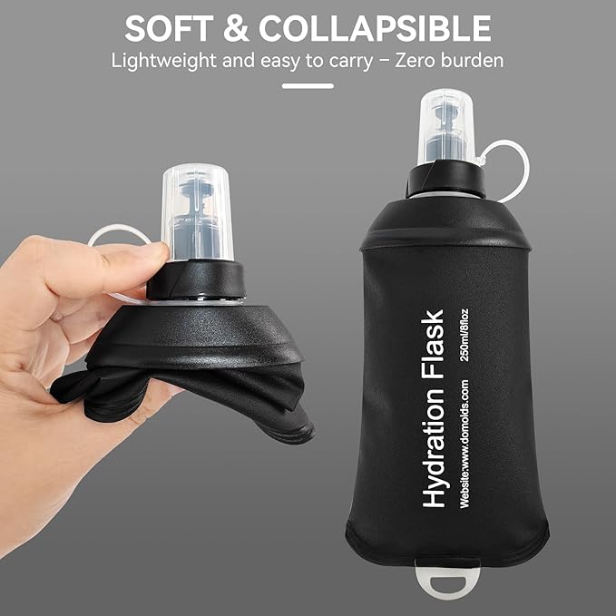 250ml Soft Flask Soft Water Bottle for Running, Hiking, Travelling, Cycling and Climbing - Black