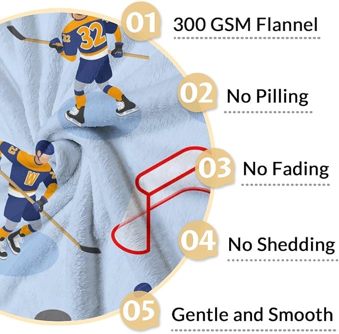 Hockey Blanket - Hockey Gifts for Girls Boys - Kids Blanket for Sport Lovers - 30"x40" Soft Flannel Throws for Couch