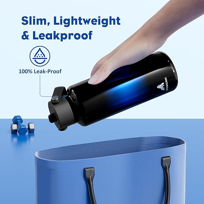 POWCAN 18 oz Water Bottle with Straw: Leakproof Lid, Cold for 24H, Hot for 10H, Flex Cap, Vacuum Stainless Steel Water Bottle for Travel, Sport, Gym, Camping, School, Teens (Twilight Night)