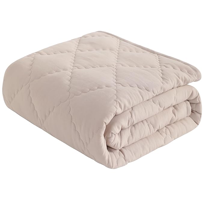 NTBAY Down Alternative Oversized Toddler Comforter, Super Soft and Warm Solid Color Baby Crib Quilted Blanket, 43x60 inches, Taupe