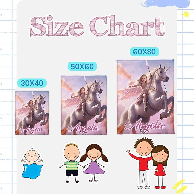 Zocoshi Personalized Princess Blanket - Kids Unicorn Design, Custom Photo Gift with Monogram, Cozy Keepsake for Baby Girl, Soft Plush Throw, Perfect Birthday Baby Shower Present