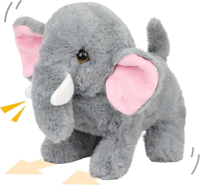 Cuteoy Walking Elephant Stuffed Animal Speaking Roar Plush Electric Interactive Animated Plushies Toy for Girls Boys Birthday