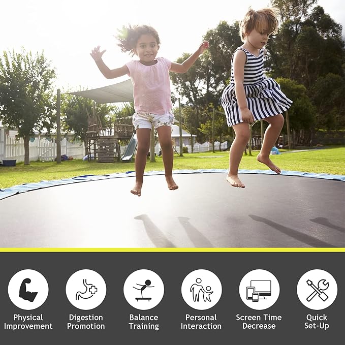 Giantex Replacement Trampoline Mat, High-Elastic PP Weather-Resistant Mat Fits 8 10 12 14 16ft Round Frame, Spring Not Included