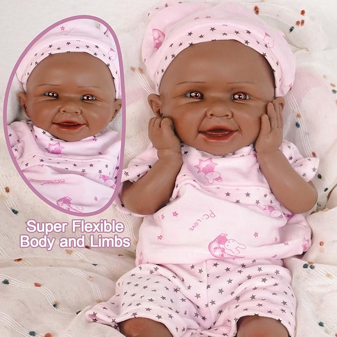 19.49 in Full Silicone Reborn Baby Dolls, 1:1 Lifelike Newborn Dolls Non Vinyl Realistic Reborn Toddler Dolls Boy Washable Sleeping Doll