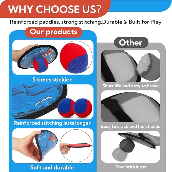 Toss and Catch Ball Game Set with Kids Baseball Glove - Fun Outdoor Toys for Boys & Girls Ages 3 4 5 6 7 8 9 10+ Family Sports Play & Birthday Gifts