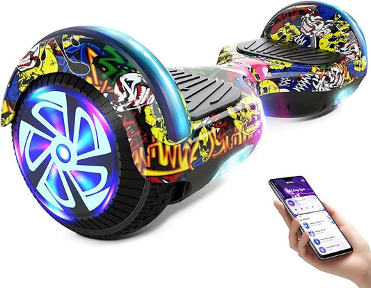 Scooter with Bluetooth Corlorful LED Lights, 6.5" Wheels, Dual 300W Motor Scooter for Kids Girls Boys Adults, All Ages