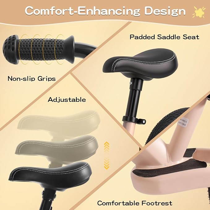 Toddler Balance Bike 3 Year Old,12 Inch Inflatable Rubber Tires,No Pedal Kids Toy Bike for 3-6 Years Old,The Perfect First Bike 3-6 Boys Girls, Multiple Colors