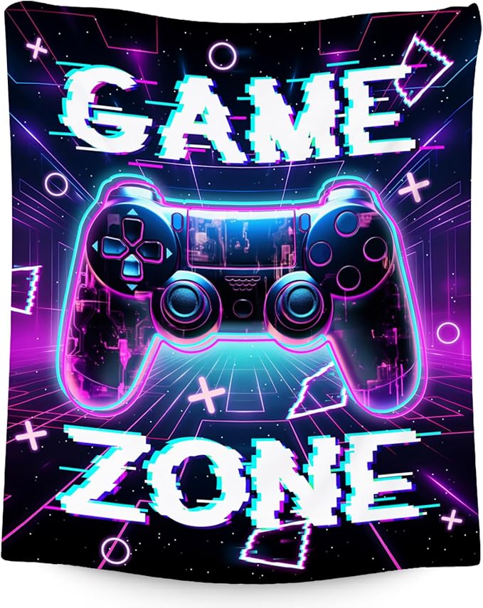 Gaming Blanket for Boys Men, Gamer Gifts for Kids Teen, 30"x40" Flannel Blankets Gift Ideas for Bedroom, Soft Fuzzy Throws for Couch Office
